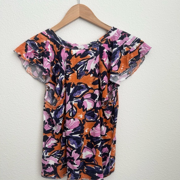 Anthropologie Maeve Catie Floral Ruffle Sleeve Blouse - Medium - Picture 10 of 11